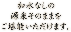 加水なしの源泉そのままをご堪能いただけます。
